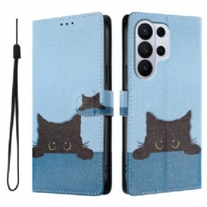 Folio-hoesje Samsung Galaxy S26 Ultra Telefoonhoesje Zwart Kitten