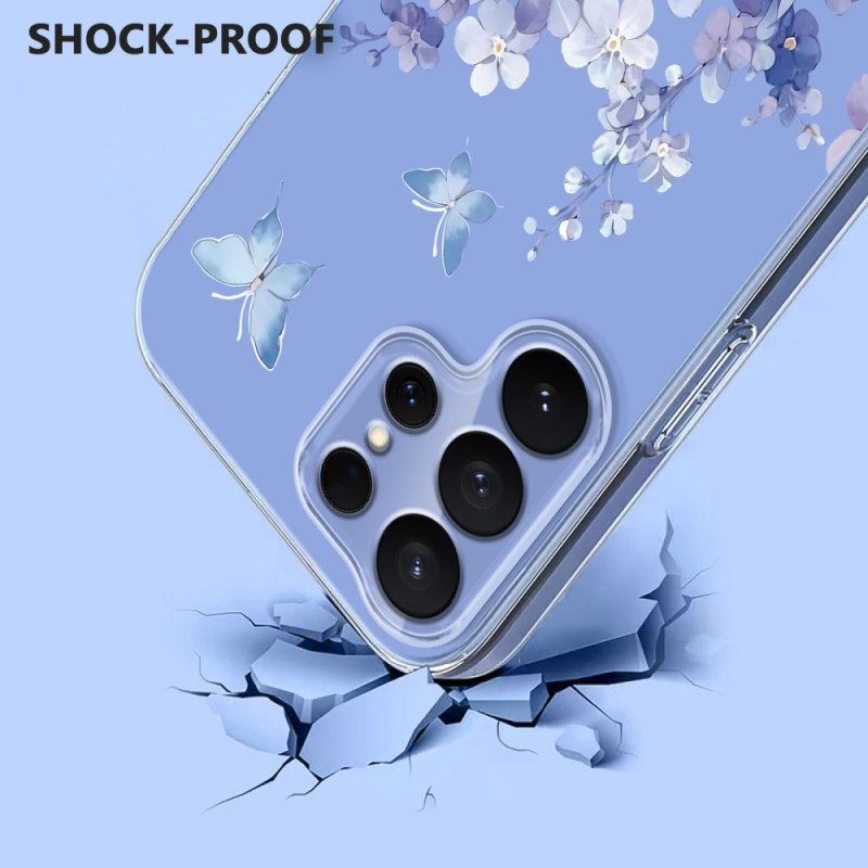 Hoesje Voor Samsung Galaxy S26 Ultra Vlinders En Bloemen