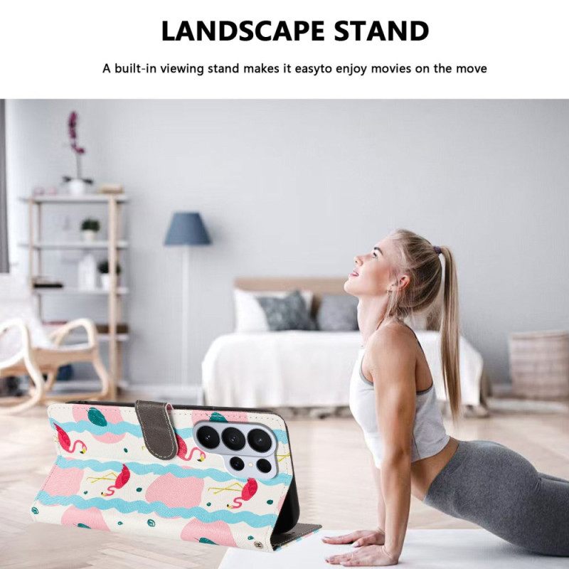 Leren Hoesje Samsung Galaxy S26 Ultra Flamingo's Bescherming Hoesje