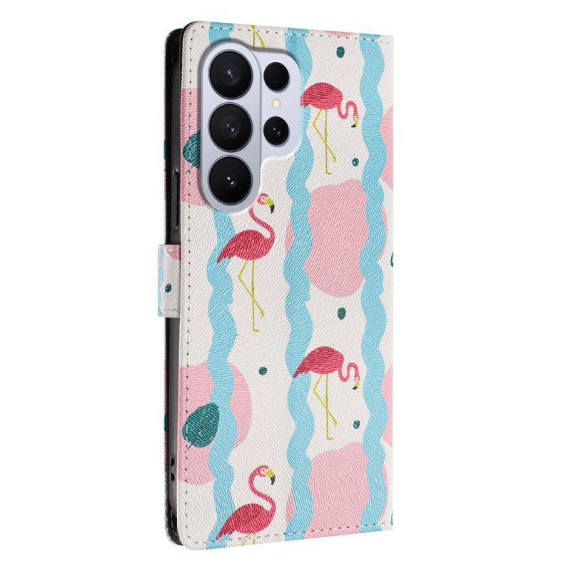 Leren Hoesje Samsung Galaxy S26 Ultra Flamingo's Bescherming Hoesje