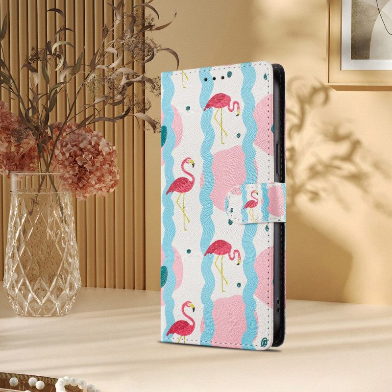 Leren Hoesje Samsung Galaxy S26 Ultra Flamingo's Bescherming Hoesje