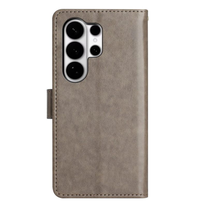 Leren Hoesje Samsung Galaxy S26 Ultra Vlinder En Bloemen Bescherming Hoesje