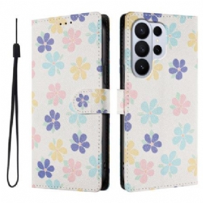 Leren Hoesje Voor Samsung Galaxy S26 Ultra Kleurrijke Bloemen