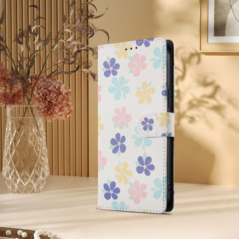 Leren Hoesje Voor Samsung Galaxy S26 Ultra Kleurrijke Bloemen