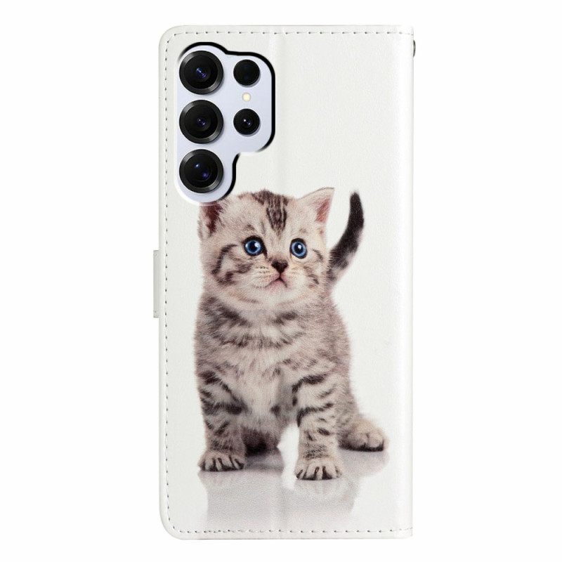 Leren Hoesje Voor Samsung Galaxy S26 Ultra Schattige Kat
