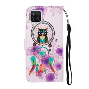 Flip Case voor Samsung Galaxy A12 Uil En Gekleurde Dromenvanger
