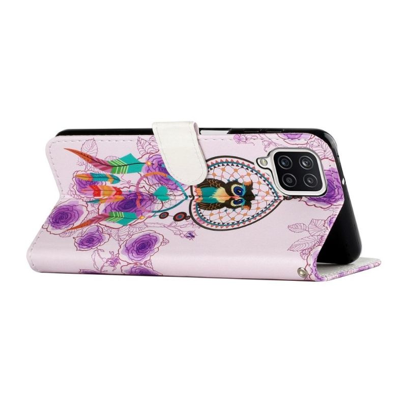 Flip Case voor Samsung Galaxy A12 Uil En Gekleurde Dromenvanger