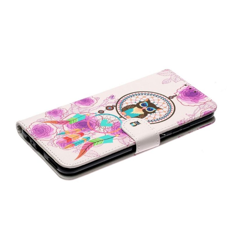 Flip Case voor Samsung Galaxy A12 Uil En Gekleurde Dromenvanger
