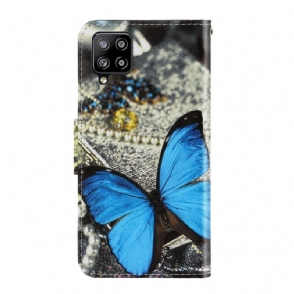 Folio-hoesje voor Samsung Galaxy A12 Anti-fall Blauwe Vlinder