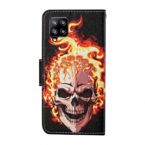 Folio-hoesje voor Samsung Galaxy A12 Brandende Schedel