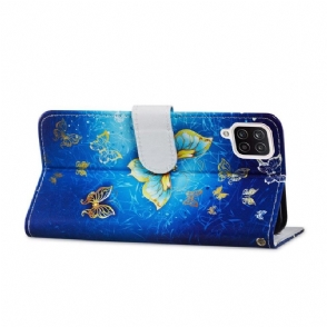 Folio-hoesje voor Samsung Galaxy A12 Gouden Vlinder