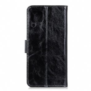 Folio-hoesje voor Samsung Galaxy A12 Luxe Stiksels Met Leereffect