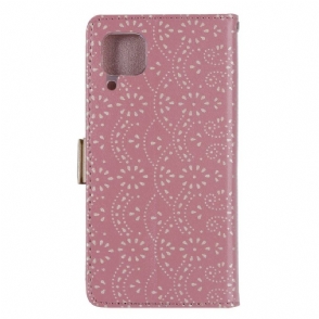 Folio-hoesje voor Samsung Galaxy A12 Portemonnee Leren Romantiek Kant