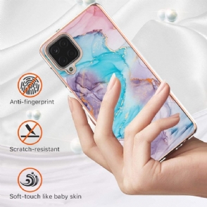Hoesje voor Samsung Galaxy A12 Blauw Gekleurd Marmer