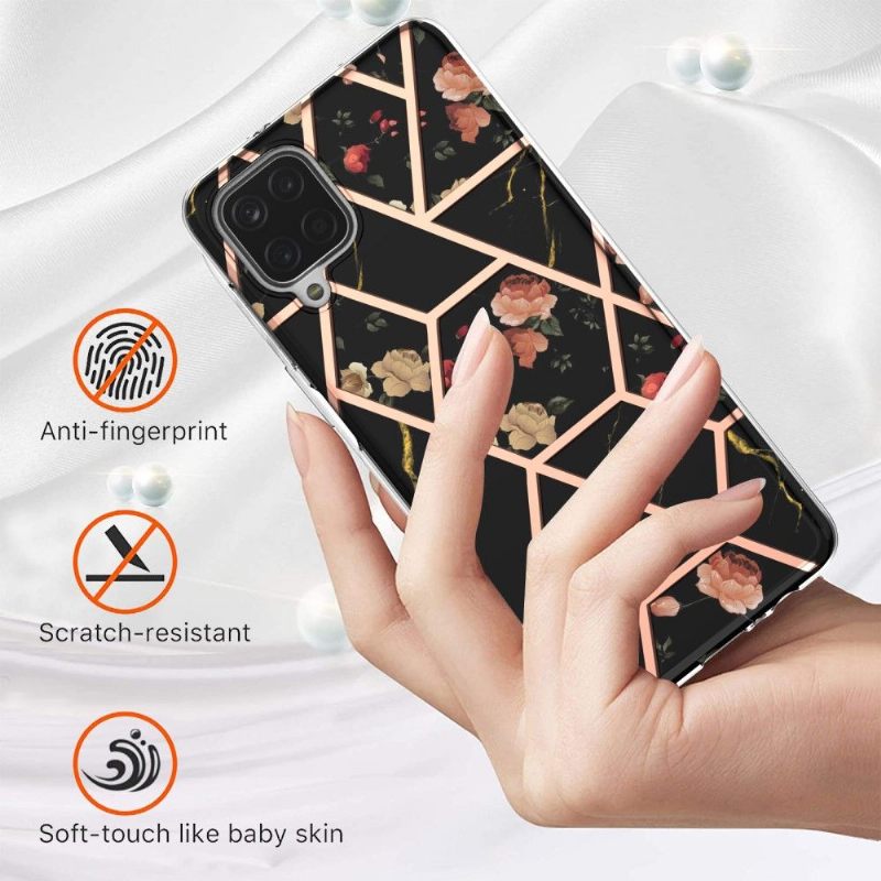 Hoesje voor Samsung Galaxy A12 Marmer En Bloemen