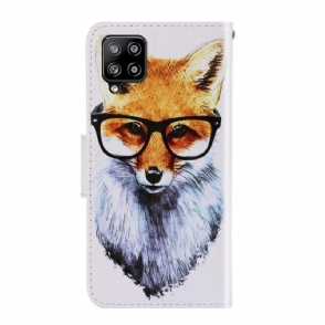 Leren Hoesje voor Samsung Galaxy A12 Bescherming Gebrilde Vos