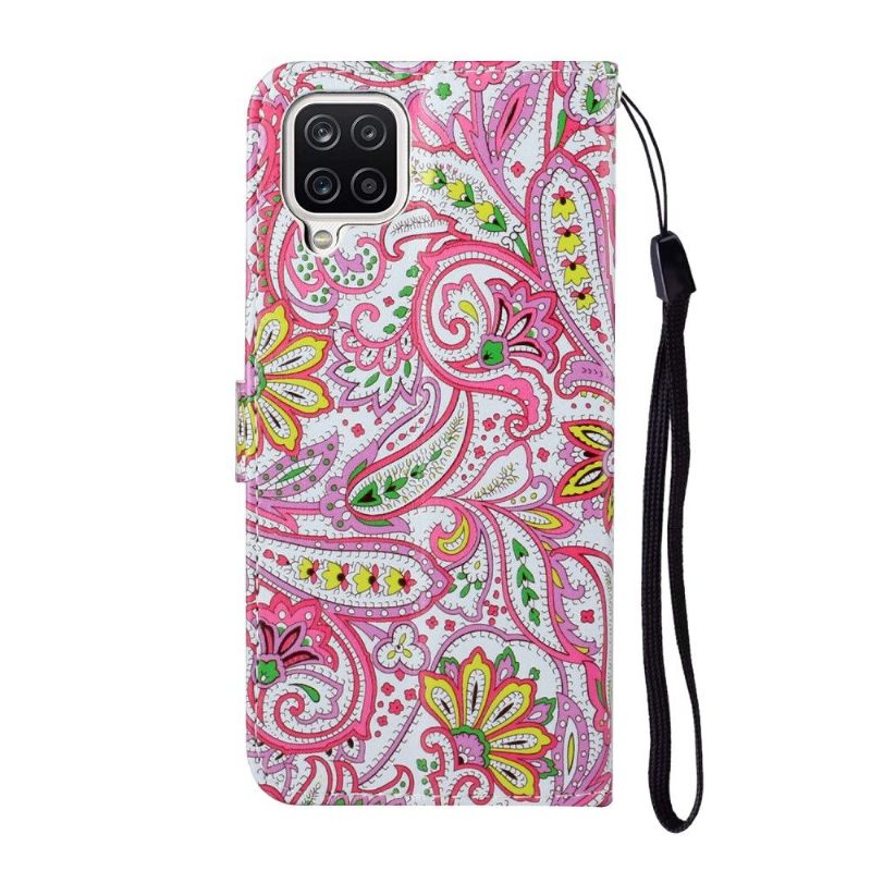 Leren Hoesje voor Samsung Galaxy A12 Bescherming Paisley Bloem