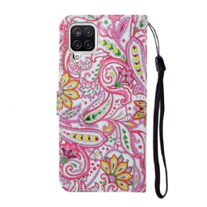 Leren Hoesje voor Samsung Galaxy A12 Bescherming Paisley Bloem