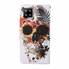 Leren Hoesje voor Samsung Galaxy A12 Bescherming Tropische Schedel