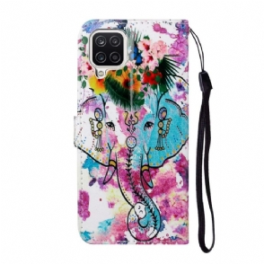 Leren Hoesje voor Samsung Galaxy A12 Tropische Olifant