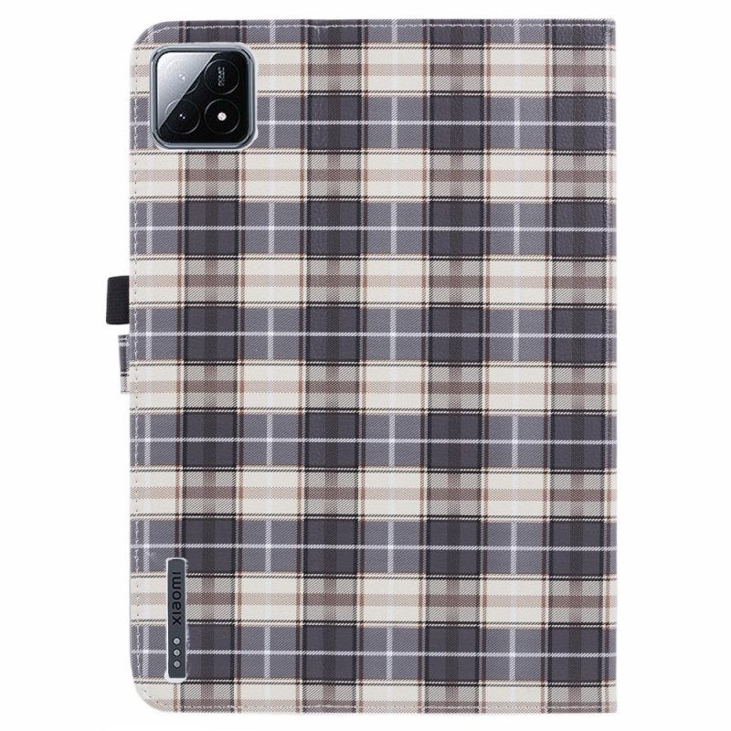 Flip Case Leren Xiaomi Pad 6s Pro Rasterpatroon