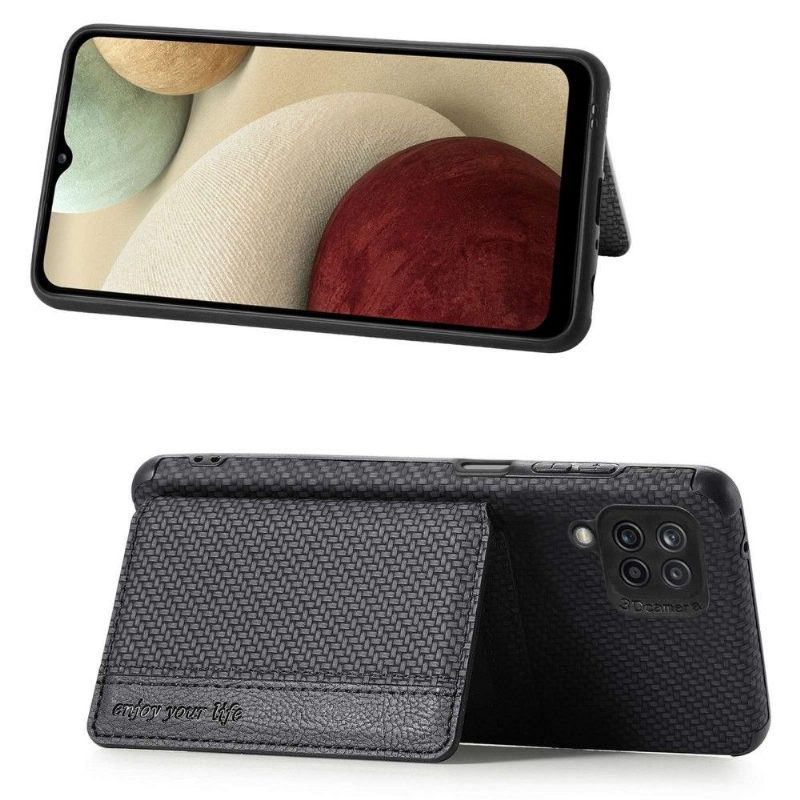 Hoesje voor Samsung Galaxy M33 5G Anti-fall Ondersteuningsfunctie Voor Kaarthouder Van Koolstofvezel