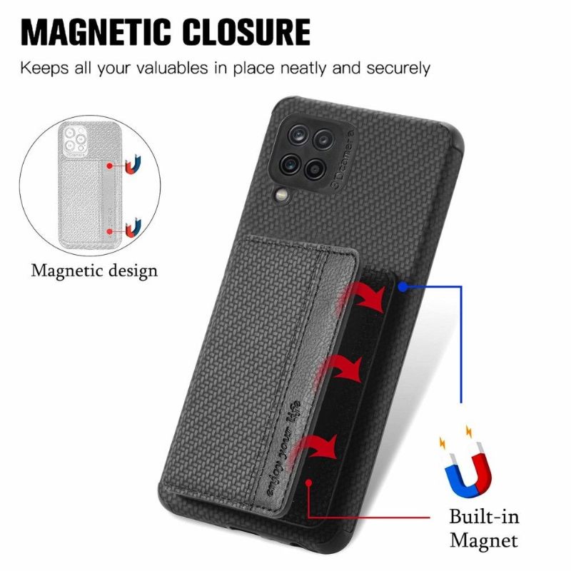 Hoesje voor Samsung Galaxy M33 5G Anti-fall Ondersteuningsfunctie Voor Kaarthouder Van Koolstofvezel