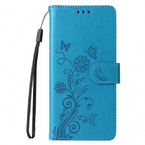 Bescherming Hoesje Vivo V50 5g Bloemen- En Vlinderpatroon