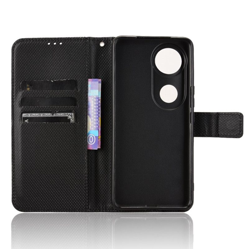 Flip Case Leren Vivo V50 5g Diamantstructuur