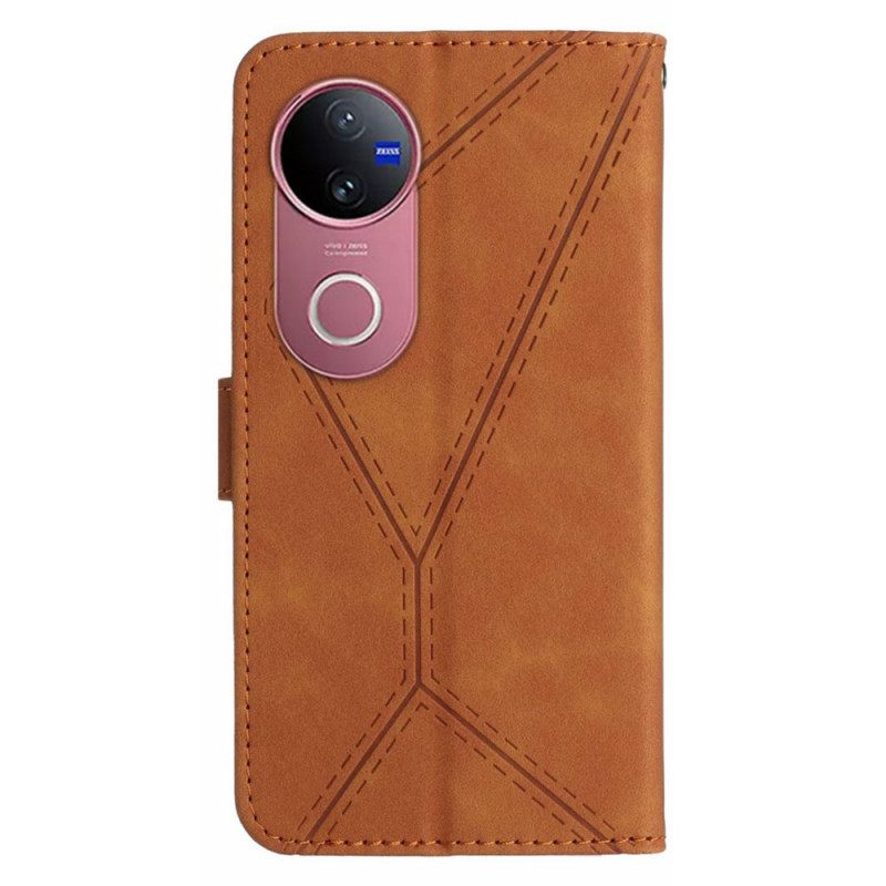 Folio-hoesje Vivo V50 5g Lijnen En Trekkoorden