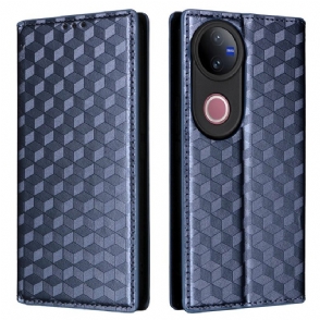 Folio-hoesje Vivo V50 5g Met Geprint Diamantpatroon Bescherming Hoesje