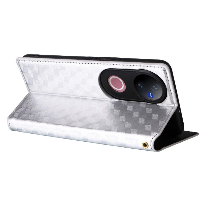 Folio-hoesje Vivo V50 5g Met Geprint Diamantpatroon Bescherming Hoesje