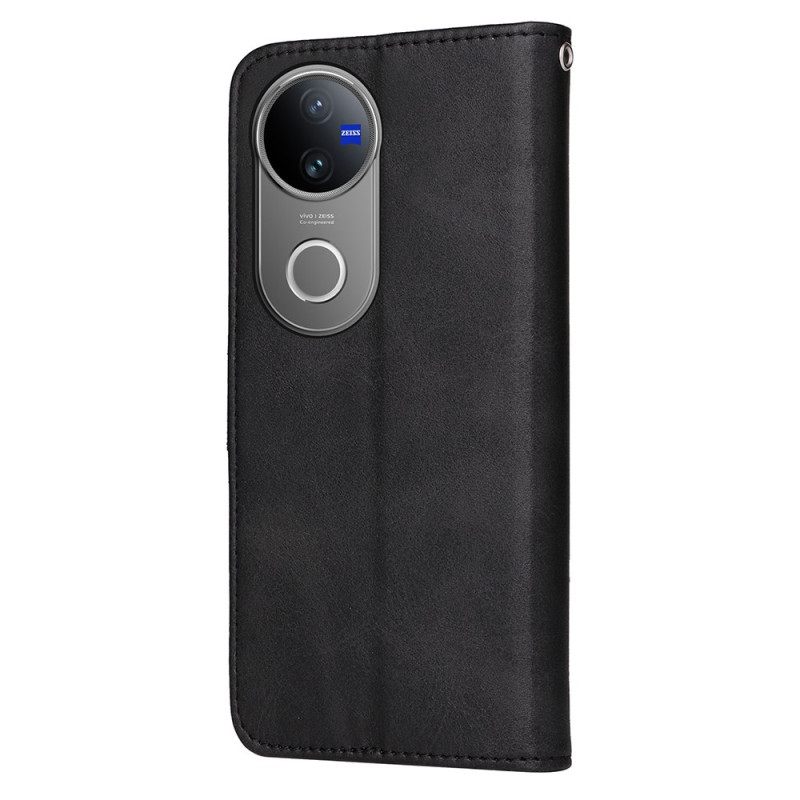 Folio-hoesje Vivo V50 5g Telefoonhoesje Effen Leerlook