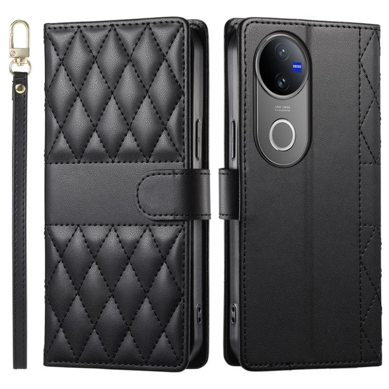 Folio-hoesje Vivo V50 5g Telefoonhoesje Gewatteerd Met Riem En Schouderriem