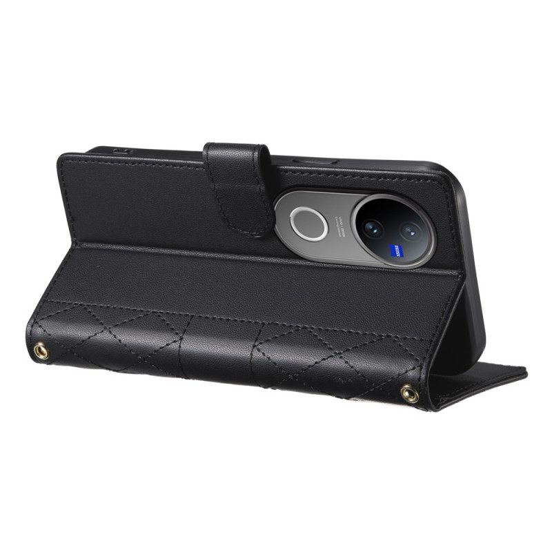 Folio-hoesje Vivo V50 5g Telefoonhoesje Gewatteerd Met Riem En Schouderriem