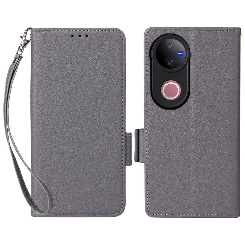 Folio-hoesje Vivo V50 5g Telefoonhoesje Kunstleer Met Riem
