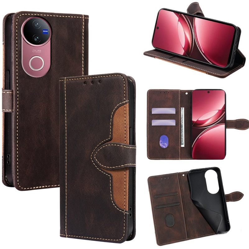 Folio-hoesje Vivo V50 5g Telefoonhoesje Tweekleurig Bloemenpatroon