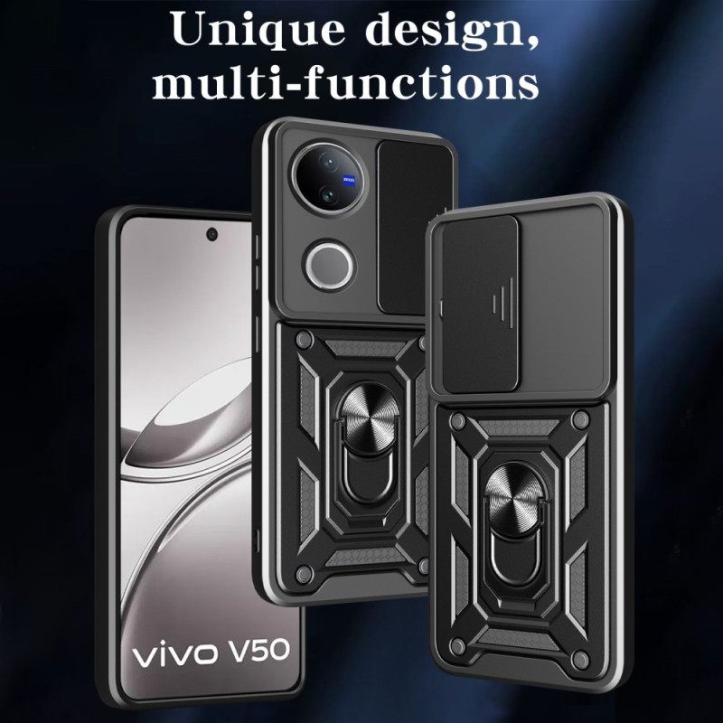 Hoesje Vivo V50 5g Schuifbare Cameracover En Steun Bescherming Hoesje