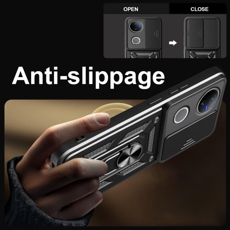 Hoesje Vivo V50 5g Schuifbare Cameracover En Steun Bescherming Hoesje