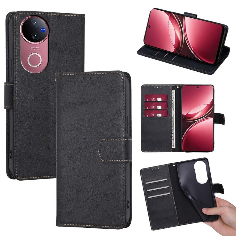 Leren Hoesje Vivo V50 5g Vintage Rfid-bescherming Bescherming Hoesje