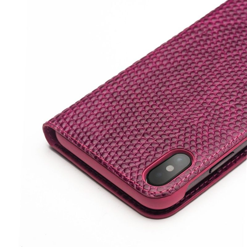 Folio-hoesje voor iPhone XS Max Echt Leer Met Croco-effect