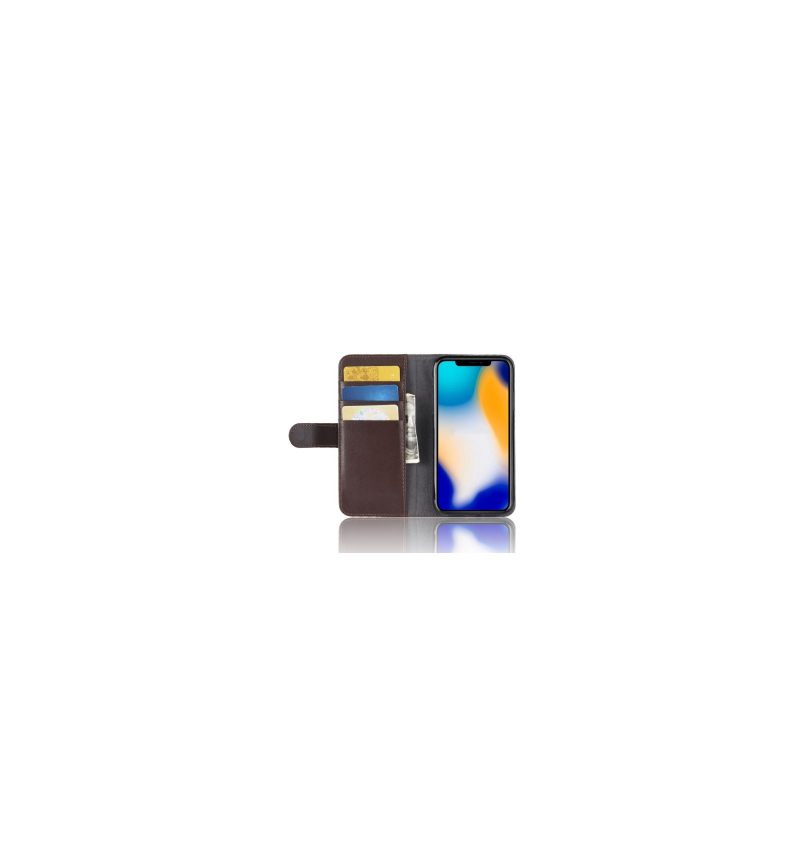 Folio-hoesje voor iPhone XS Max Premium Leder - Bruin