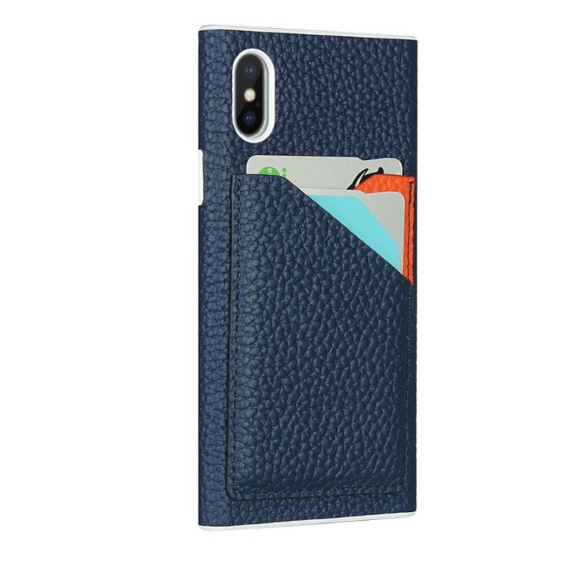 Hoesje voor iPhone XS Max Leren Effect Kaarthouder Met Lanyard