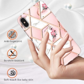 Hoesje voor iPhone XS Max Marmer En Bloemenkroon