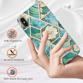 Hoesje voor iPhone XS Max Marmer En Witte Bloemen