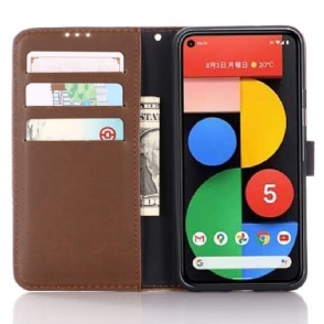 Case voor Google Pixel 5 Bescherming Folio-hoesje Retro Kunstleer