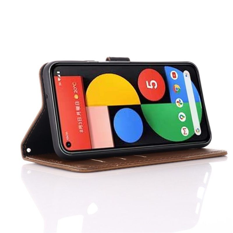Case voor Google Pixel 5 Bescherming Folio-hoesje Retro Kunstleer