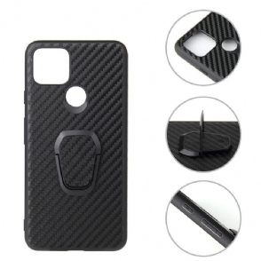 Hoesje voor Google Pixel 5 Koolstofvezeleffect Met Ring