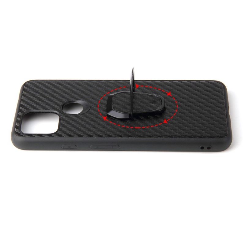 Hoesje voor Google Pixel 5 Koolstofvezeleffect Met Ring