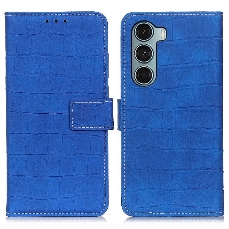 Folio-hoesje voor Motorola Moto G200 5G Imitatieleer Croc Look